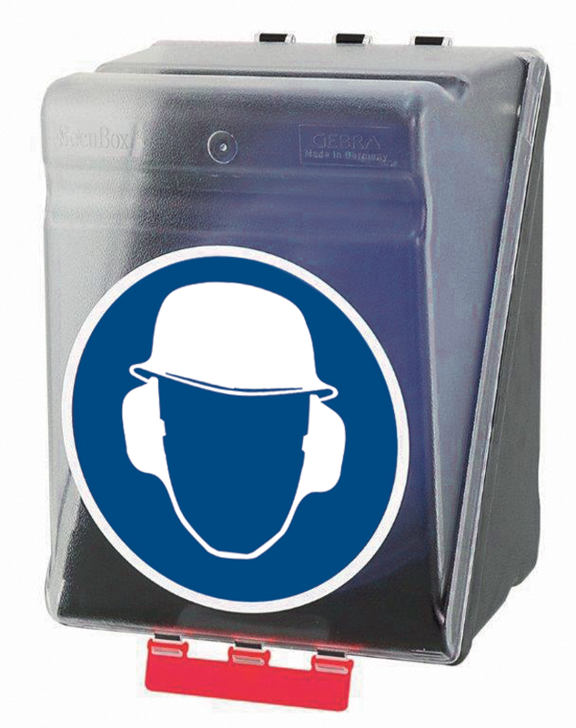 Aufbewahrungsbox für den Gehörschutz. Schnelle und leichte Bedienung