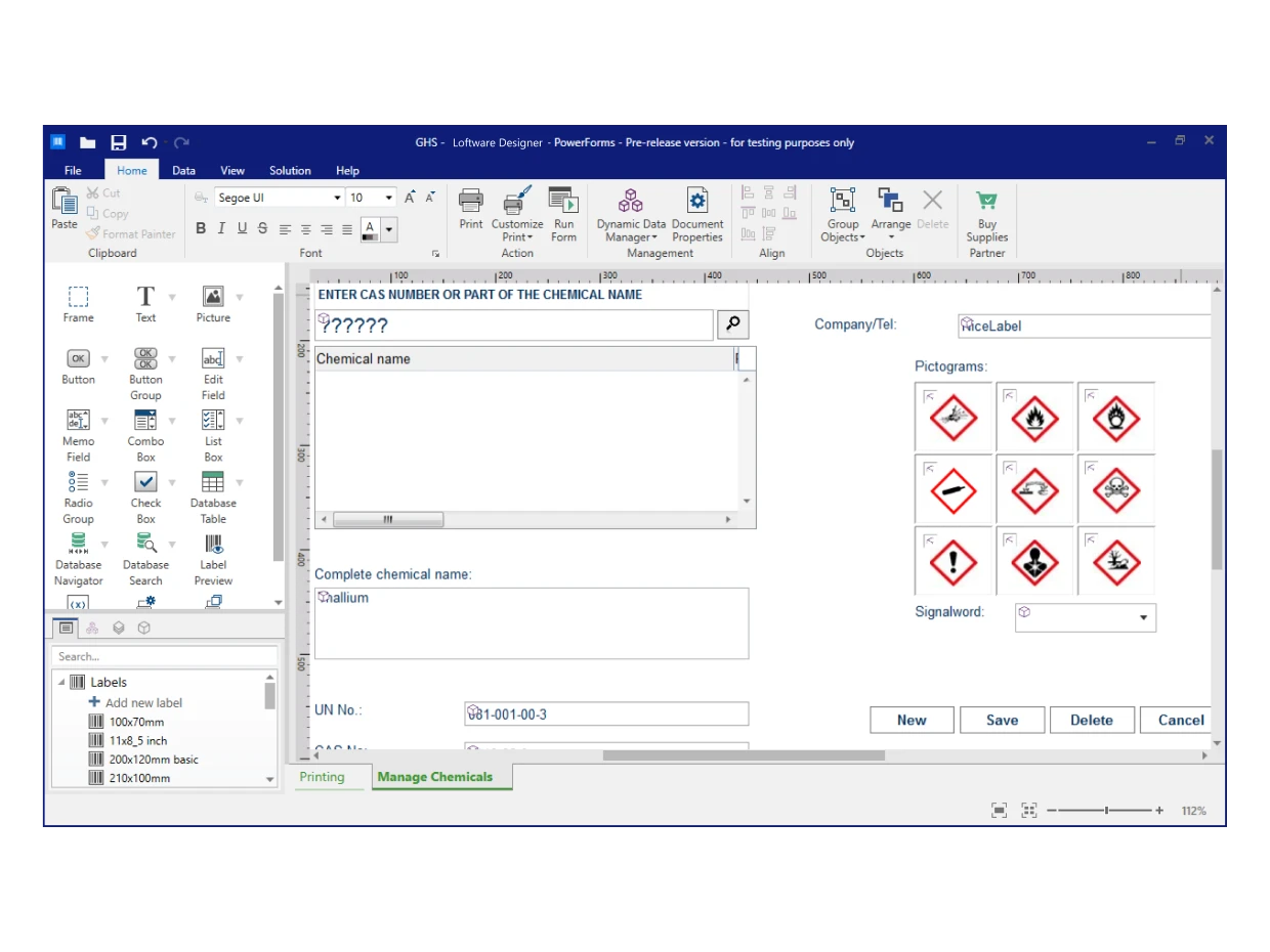 Der Anwendungsgenerator von Loftware Cloud.